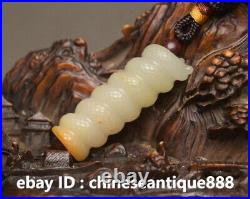1.8'' Chinese Antique Dynasty Hetian Jade Carved Statue Dragon Snake Pendants