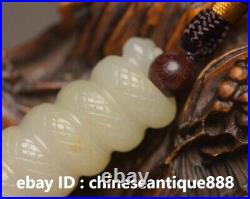 1.8'' Chinese Antique Dynasty Hetian Jade Carved Statue Dragon Snake Pendants
