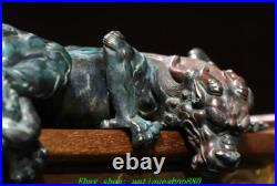 10.2''Old Chinese Bronze Painting Gilt Fengshui Lucky Dragon Beast Statue 10.2''Old Chinese Bronze Painting Gilt Fengshui Lucky Dragon Beast Statue