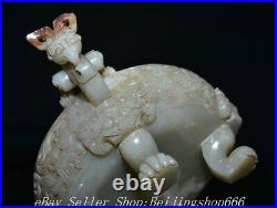 10.4 Antique Chinese Han Dy Hetian Jade Nephrite 5 Claw Dragon incense burner