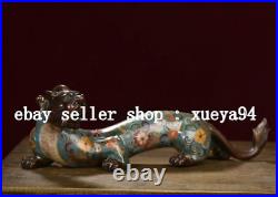 10.4'' Chinese Cloisonne Enamel Bronze FengShui Dragon Pixiu Beast Animal Statue