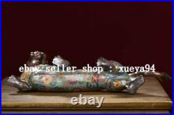 10.4'' Chinese Cloisonne Enamel Bronze FengShui Dragon Pixiu Beast Animal Statue