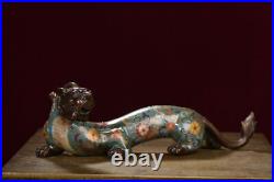 10.4 Collect Chinese Cloisonne Enamel BronzeAuspicious Animal Dragon Statue