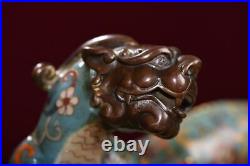 10.4 Collect Chinese Cloisonne Enamel BronzeAuspicious Animal Dragon Statue