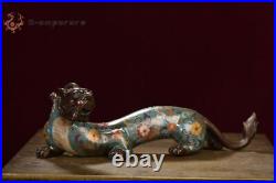 10.4 Collect Cloisonne Enamel BronzeAuspicious Animal Dragon Statue