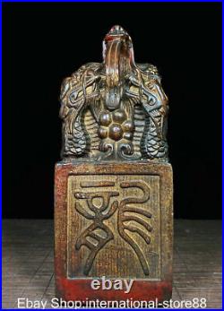 10.4 Old Chinese Bronze Gilt Dynasty Palace 3 Dragon Beast Seal Signet Stamp