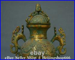 10.8 Old Chinese Bronze Ware Gilt Dynasty Palace Dragon Beast Vessel Kettle