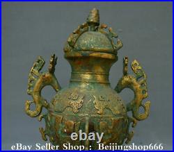 10.8 Old Chinese Bronze Ware Gilt Dynasty Palace Dragon Beast Vessel Kettle