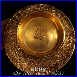 10 Marked Chinese Copper 24k Gold Gilt Dynasty Dragon Incense Burner Censer