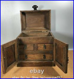 10 Old Chinese Huanghuali Wood Dynasty Dragon Storage Box Drawer Cupboard