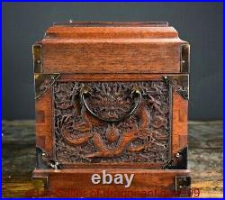 10 Old Chinese Huanghuali Wood Dynasty Palace Dragon Furniture Storage Box