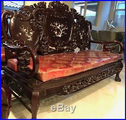 10-Piece Rosewood Vintage Production Chinese Imperial Dragon Living Room Set