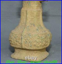 10Antique Old Chinese Shang Dynasty Bronze Ware Palace Dragon Beast Bottle Vase