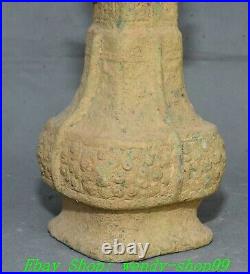 10Antique Old Chinese Shang Dynasty Bronze Ware Palace Dragon Beast Bottle Vase