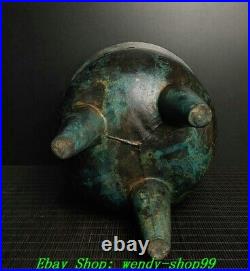 10Old Chinese Shang Dynasty Bronze Ware Dragon Beast Head Incense Burner Censer