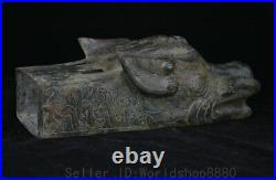 11.2 Old China Chinese Bronze ware dynasty palace Dragon beast head shoes