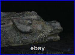 11.2 Old China Chinese Bronze ware dynasty palace Dragon beast head shoes