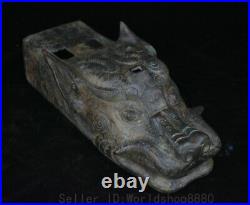 11.2 Old China Chinese Bronze ware dynasty palace Dragon beast head shoes