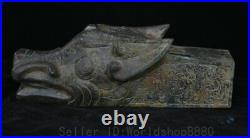 11.2 Old China Chinese Bronze ware dynasty palace Dragon beast head shoes