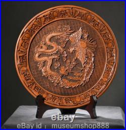 11.2 Old Chinese Lacquerware Dynasty Palace Dragon Phoenix Plate Dish Tray 11.2 Old Chinese Lacquerware Dynasty Palace Dragon Phoenix Plate Dish Tray