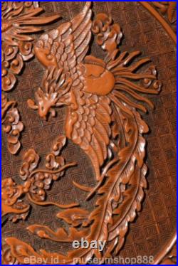 11.2 Old Chinese Lacquerware Dynasty Palace Dragon Phoenix Plate Dish Tray 11.2 Old Chinese Lacquerware Dynasty Palace Dragon Phoenix Plate Dish Tray