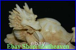 11.2 Old Chinese White Jade Carving Feng Shui Dragon Turtle Play Bead Statue