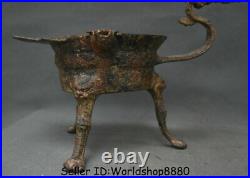 11.6 Antique Chinese Bronze Ware Dynasty Dragon Beast Zun Incense Burner Censer