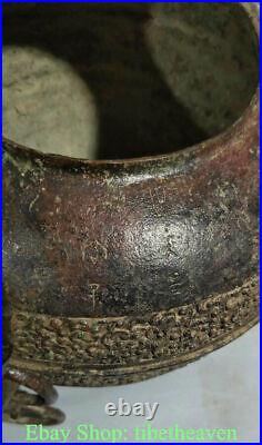 11.6 Antique Chinese Bronze Ware Dynasty Palace Dragon Beast Ear Tank Jar Pot