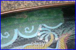 11.75 Large Antique Chinese Bronze Cloisonne Dragon Brush Wash Pot Marks