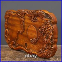 11.8 Old Antique Chinese Natural Rosewood Hand Carved Exquisite Dragon Inkstone