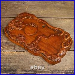 11.8 Old Antique Chinese Natural Rosewood Hand Carved Exquisite Dragon Inkstone