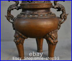 11 Marked Old China Red Copper Dynasty Palace Dragon Incense Burner Censer