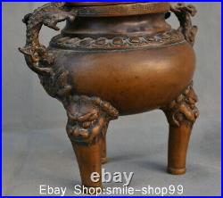 11 Marked Old China Red Copper Dynasty Palace Dragon Incense Burner Censer