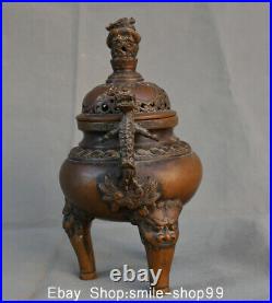 11 Marked Old China Red Copper Dynasty Palace Dragon Incense Burner Censer