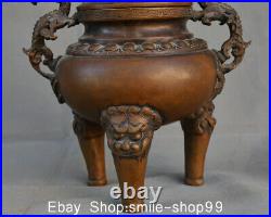 11 Marked Old China Red Copper Dynasty Palace Dragon Incense Burner Censer