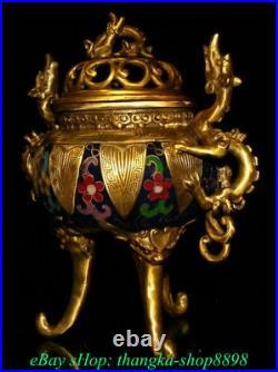 11 Marked Old Chinese Cloisonne Enamel Dynasty Dragon Incense Burner Censer