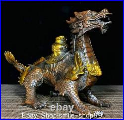 11 Old Chinese Bronze Gilt Feng Shui Dragon Turtle Wealth Lucky Statue