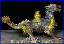 11 Old Chinese Bronze Gilt Feng Shui Dragon Turtle Wealth Lucky Statue