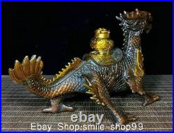 11 Old Chinese Bronze Gilt Feng Shui Dragon Turtle Wealth Lucky Statue