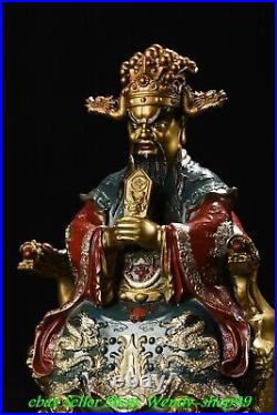 11 Old Chinese Dynasty Copper Gilt Painting Mythology Dragon King Statue