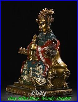 11 Old Chinese Dynasty Copper Gilt Painting Mythology Dragon King Statue