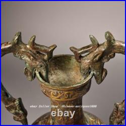 11 Old Dynasty Bronze Ware Gold Inscription Word Dragon Beast Ears Bottle Vase 11 Old Dynasty Bronze Ware Gold Inscription Word Dragon Beast Ears Bottle Vase