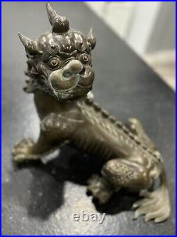 11 Old Dynasty Copper Feng Shui Kylin Unicorn Qilin Chi-lin Dragon Beast Statue