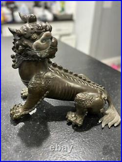 11 Old Dynasty Copper Feng Shui Kylin Unicorn Qilin Chi-lin Dragon Beast Statue