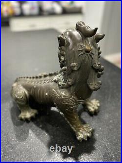 11 Old Dynasty Copper Feng Shui Kylin Unicorn Qilin Chi-lin Dragon Beast Statue