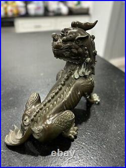 11 Old Dynasty Copper Feng Shui Kylin Unicorn Qilin Chi-lin Dragon Beast Statue