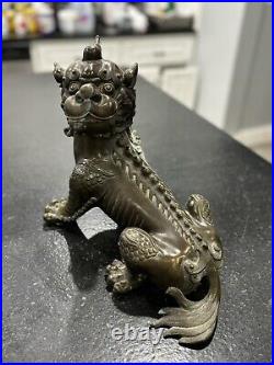 11 Old Dynasty Copper Feng Shui Kylin Unicorn Qilin Chi-lin Dragon Beast Statue