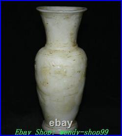 11 Rare Old Chinese Dynasty Han White Jade Carve Dragon Phoenix Vase Bottle