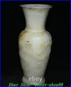 11 Rare Old Chinese Dynasty Han White Jade Carve Dragon Phoenix Vase Bottle