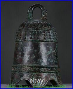 12.2 Old Chinese Bronze Ware Dynasty Double Dragon Loong Hang Bell Zhong Statue